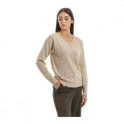 Manila Grace V-neck Knitwear Beige -Dame-strikkegensere Salg unnamed file 4126
