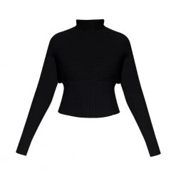 Tory Burch Ribbed Sweater Black -Dame-strikkegensere Salg unnamed file 4263