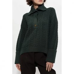 Aeron Bay Sweater With Collar Green -Dame-strikkegensere Salg unnamed file 4346