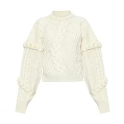 Iceberg Sweater With Standing Collar Beige -Dame-strikkegensere Salg unnamed file 4483