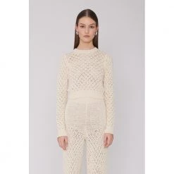 ROTATE Birger Christensen Patricia Cut-Out Knit Top White