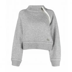 Sacai Round-neck Knitwear Gray -Dame-strikkegensere Salg unnamed file 4566