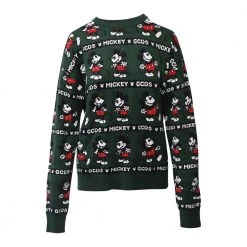 GCDS Mickey Mouse Sweater Green -Dame-strikkegensere Salg unnamed file 4588