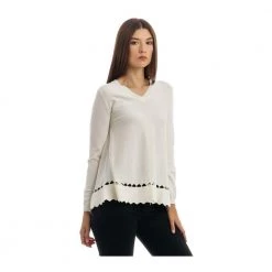 Manila Grace V-neck Knitwear White -Dame-strikkegensere Salg unnamed file 4686