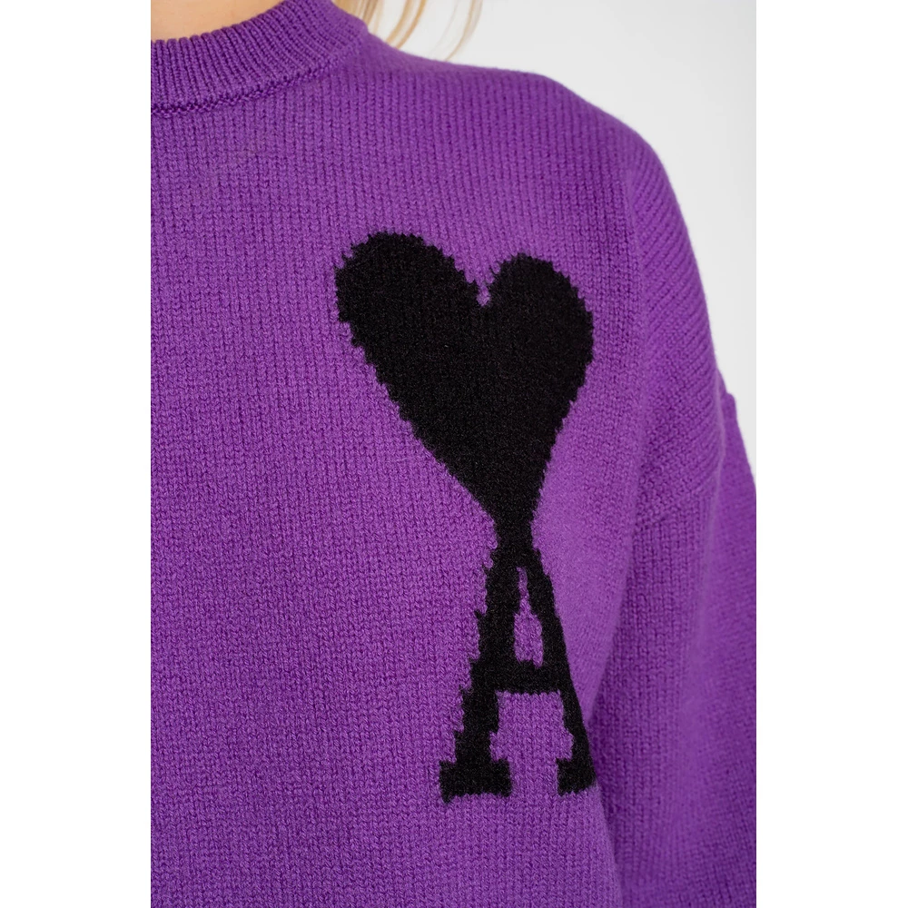 Ami Paris Sweater With Logo Purple 3 Ami Paris Sweater With Logo Purple - Bilde 3
