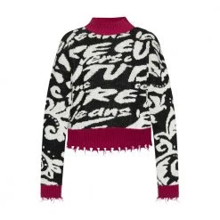 Versace Jeans Couture Patterned Sweater Black -Dame-strikkegensere Salg unnamed file 4733