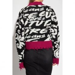 Versace Jeans Couture Patterned Sweater Black -Dame-strikkegensere Salg unnamed file 4734