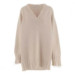 Malo V-neck Knitwear Beige -Dame-strikkegensere Salg unnamed file 4740