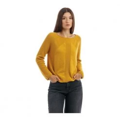 Manila Grace Round-neck Knitwear Yellow -Dame-strikkegensere Salg unnamed file 4890