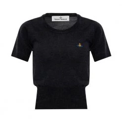 Vivienne Westwood Wool Top With Logo Gray