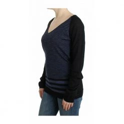 Costume National Striped V-neck Sweater Black -Dame-strikkegensere Salg unnamed file 4972