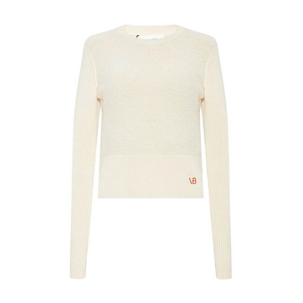 Victoria Beckham Sweater With Logo Beige 1 Victoria Beckham Sweater With Logo Beige