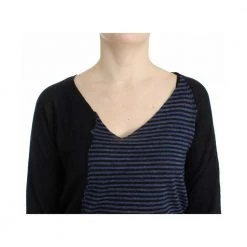 Costume National Striped V-neck Sweater Black