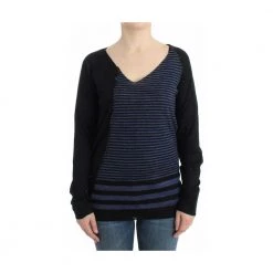 Costume National Striped V-neck Sweater Black -Dame-strikkegensere Salg unnamed file 5060