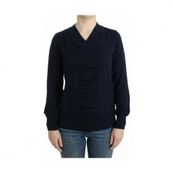 Costume National V-neck Sweater Blue -Dame-strikkegensere Salg unnamed file 5079
