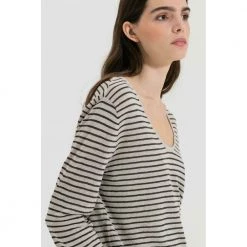Luisa Cerano Striped Sweater Gray -Dame-strikkegensere Salg unnamed file 5327