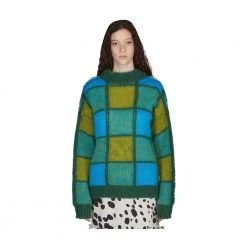 Marni Geometric Jacquard Sweater Green