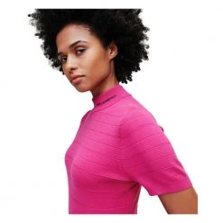 Karl Lagerfeld Mockneck Knit Top Pink -Dame-strikkegensere Salg unnamed file 5506