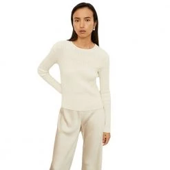 Vince Textured Rib Crew Off Gensere White