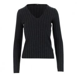 Aspesi Sweater Made Of Stretch Wool V-neck Ribbed Design Long Sleeves Gray -Dame-strikkegensere Salg unnamed file 575
