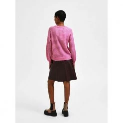 Rosa Selected Femme Slfmoa Knit O-Neck Gensere Pink -Dame-strikkegensere Salg unnamed file 696