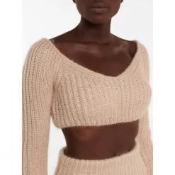 Fendi Crop Knit Sweater In Nude Beige -Dame-strikkegensere Salg unnamed file 730