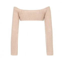 Fendi Crop Knit Sweater In Nude Beige -Dame-strikkegensere Salg unnamed file 733