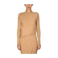 Stella McCartney Choker Sweater Beige -Dame-strikkegensere Salg unnamed file 837