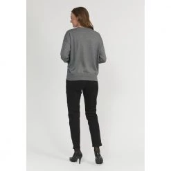 Gråmelert Signature Genser Fra Jensen Med Rund Hals, Grå Melert Genser Gray -Dame-strikkegensere Salg unnamed file 842