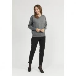 Gråmelert Signature Genser Fra Jensen Med Rund Hals, Grå Melert Genser Gray -Dame-strikkegensere Salg unnamed file 843