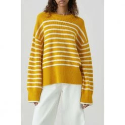 Closed Striped Crew Neck Sunflower Yellow -Dame-strikkegensere Salg unnamed file 867