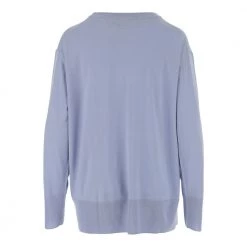 Aspesi Pullover Made Of Lightweight Virgin Wool Yarn Crew Neck Long Sleeves High Hem Blue -Dame-strikkegensere Salg unnamed file 900