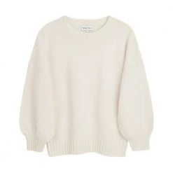 Hvit Davida Quarter Balloon Sleeve Sweater Genser White 5 Hvit Davida Quarter Balloon Sleeve Sweater Genser White -Dame-strikkegensere Salg unnamed file 952